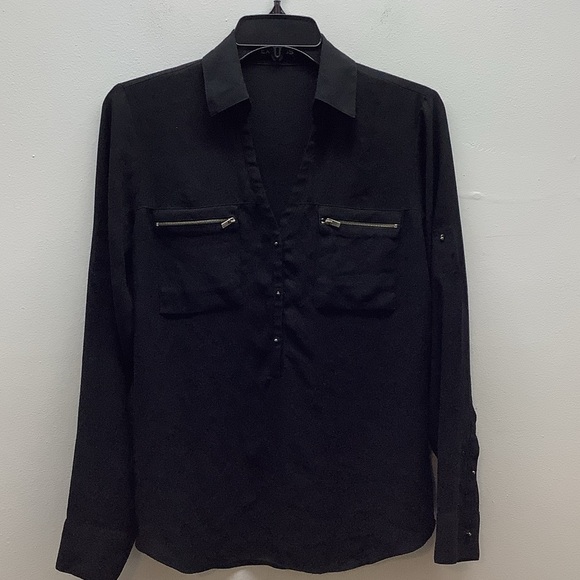 Express Size Small Black Blouse with Zipper Accents Preloved. - Picture 1 of 6